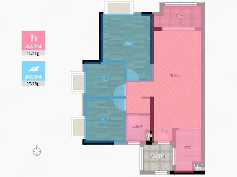 万科山景城3室2厅1卫83.86㎡南232万