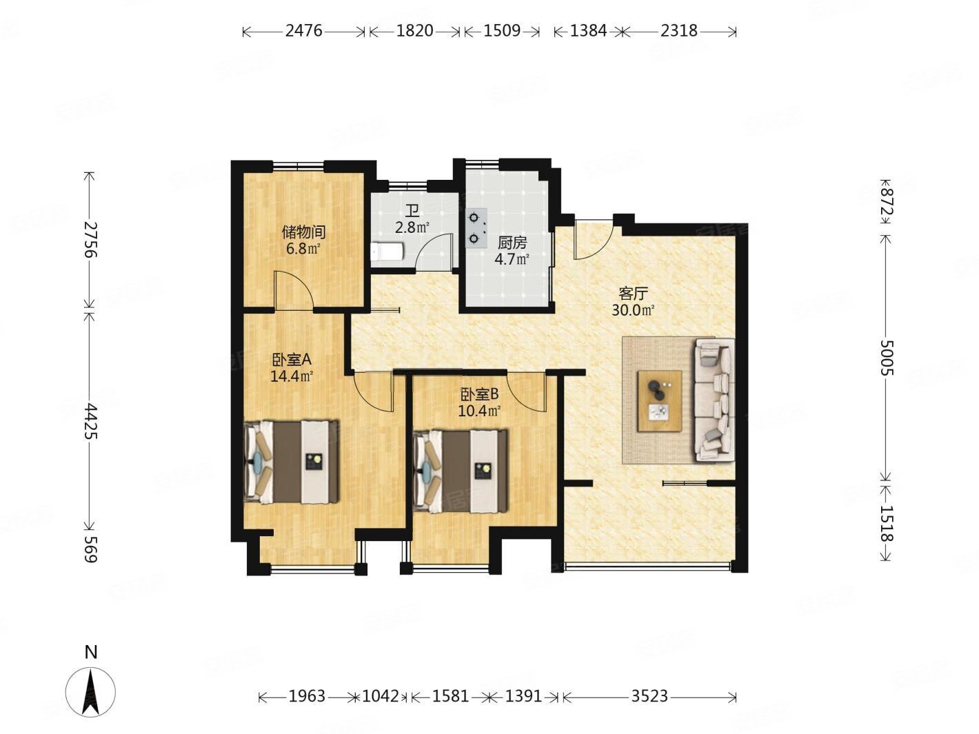 云水湾 98平精装修拎包入住  小三房 另有多套急卖 有钥匙