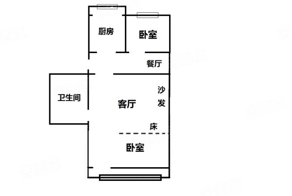 沿湖小区2室2厅1卫75.4㎡南北190万