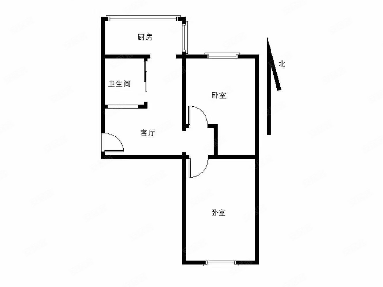 青年广场2室1厅1卫57㎡南北53万