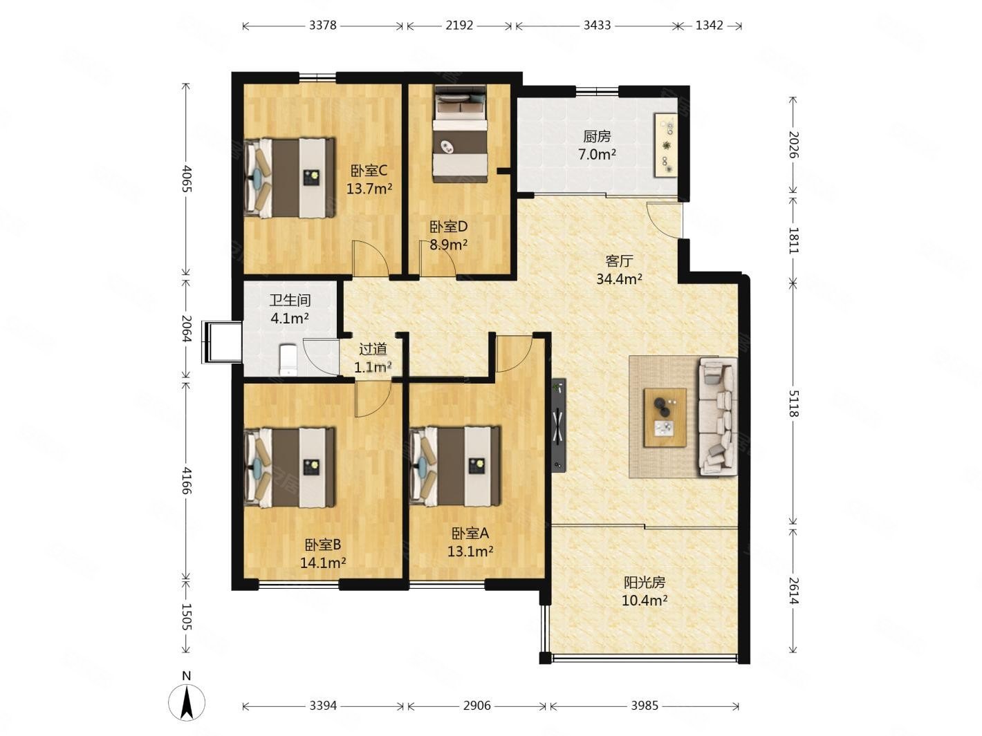 岔路口双龙大道南方花园枫彩园三室二厅看房随时