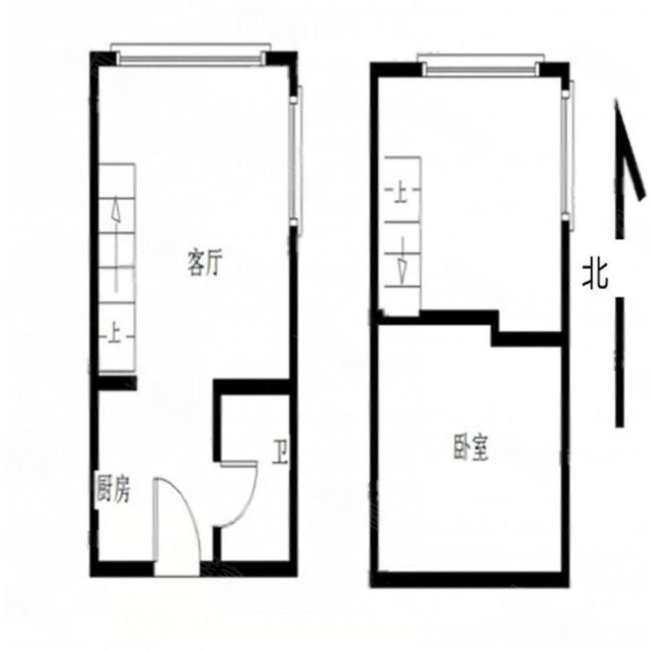 建城花园1室1厅1卫27㎡南北70万