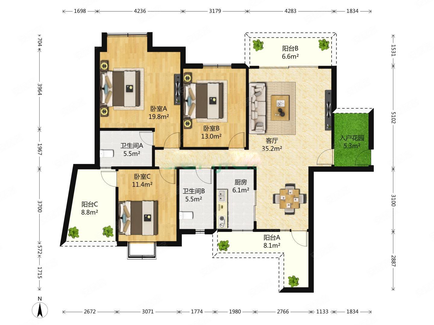 地铁口川大文星花园精装套三出售