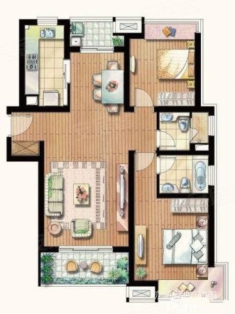 凤翔小区3室2厅2卫80㎡南北88万