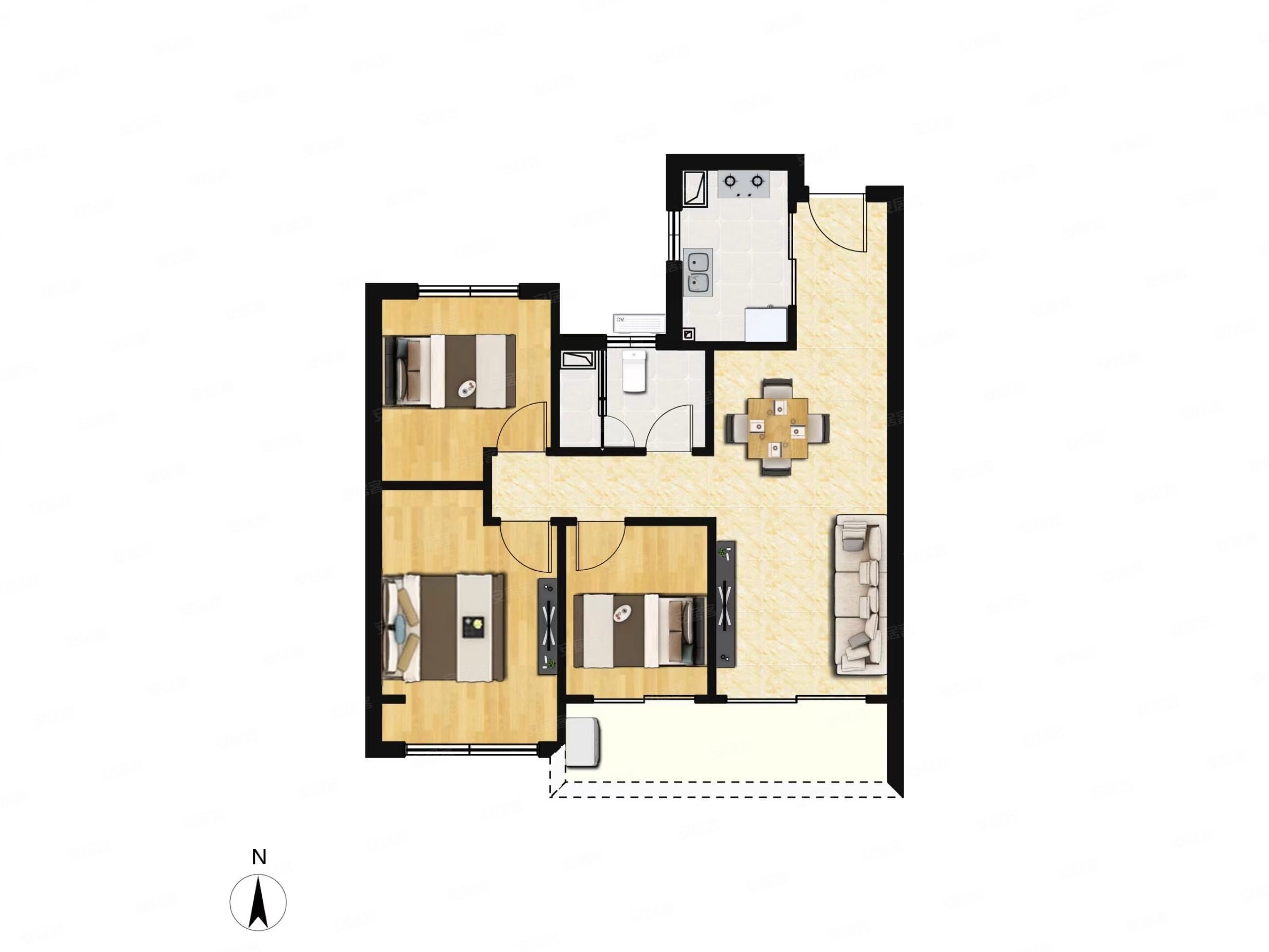 星翠澜庭3室2厅1卫84㎡南北285万