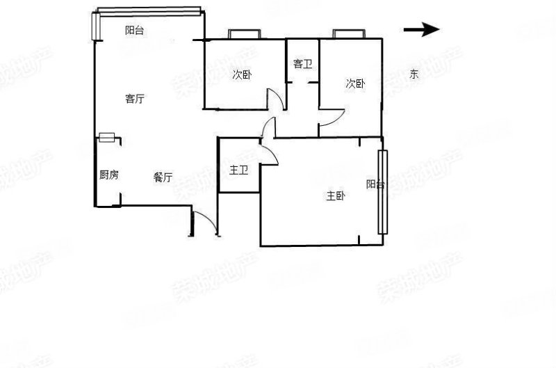 时代锋尚园二手房,75万,3室2厅,1卫,107