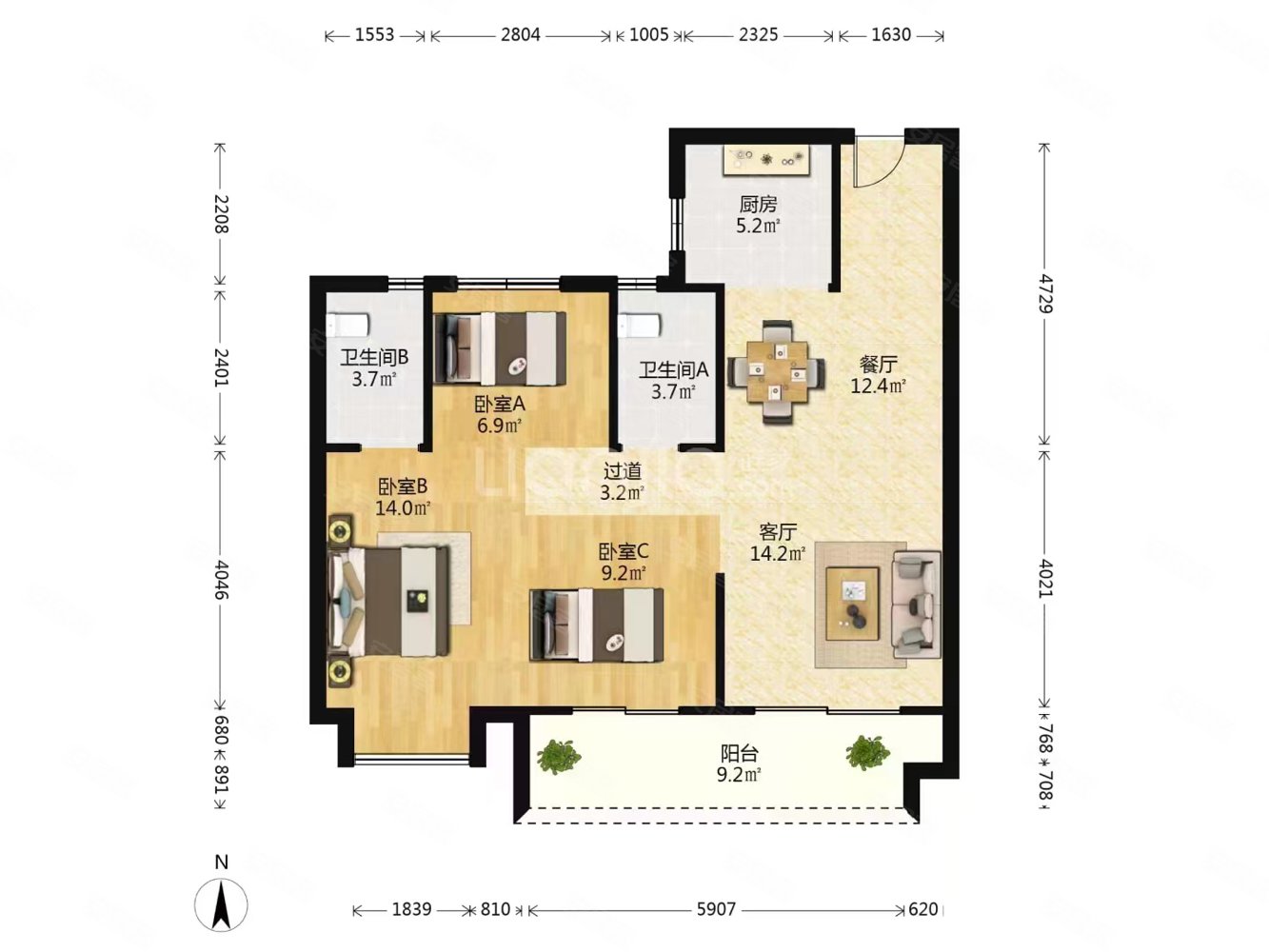 出售碧桂园繁华里100平145万精装修