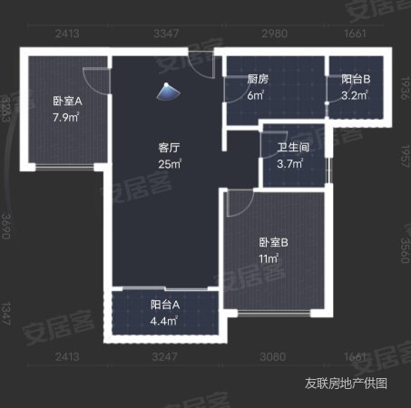 雅居乐山海郡2室2厅1卫77.45㎡西南60万