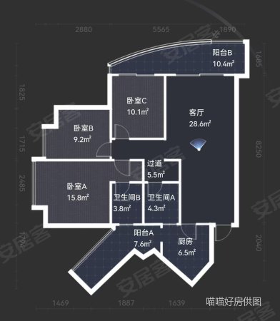 金龙星岛国际3室2厅2卫113.51㎡南北83万