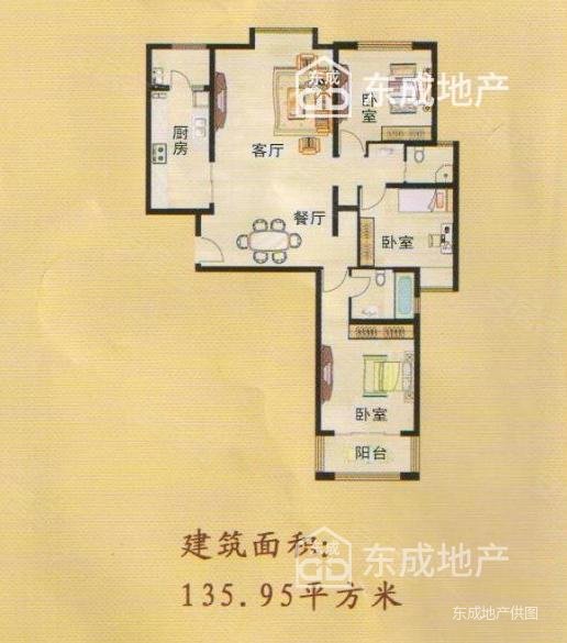 依水现代城3室2厅2卫135.95㎡南北127.14万