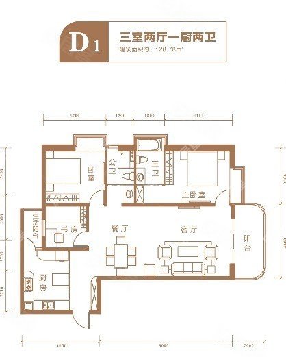 江东境界3室2厅2卫128㎡东南165万