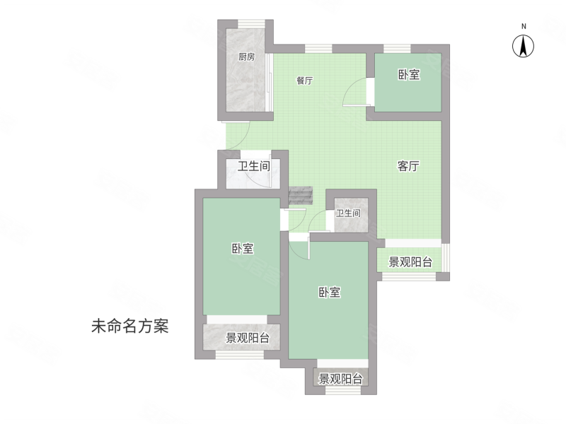 荣盛紫提东郡(一期)3室2厅2卫113.42㎡南北103万