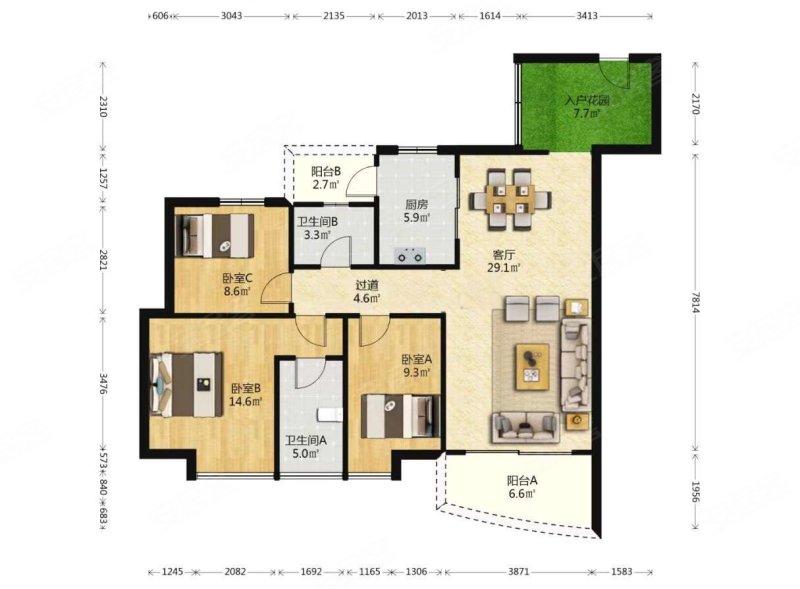珠江俊园 3 房  120 方 繁华地段 交通便利 配套成熟