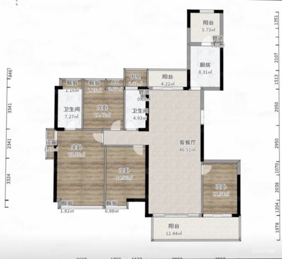 中海水岸城三期174平精装房一线江景看房方便拎包入住