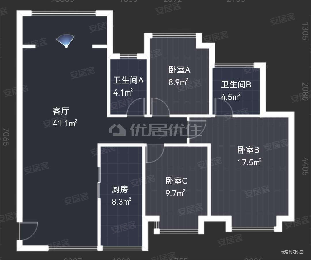 九洲又一城(二期)3室2厅2卫119㎡南北103万