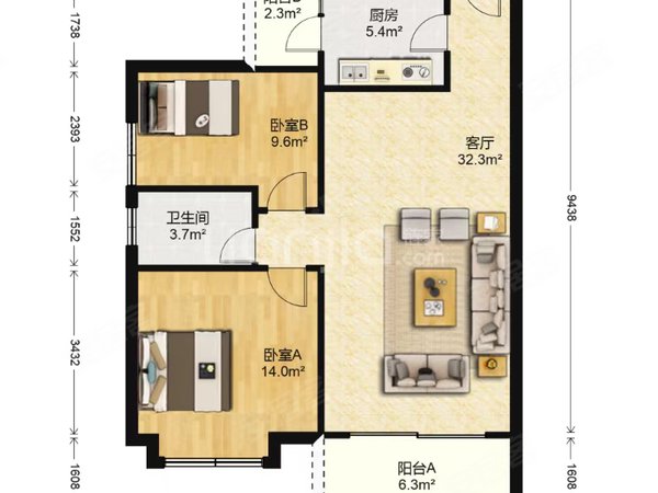 广州黄埔科学城天鹿花园天鹿小户型2房 家私齐全 高层 想要了解更多