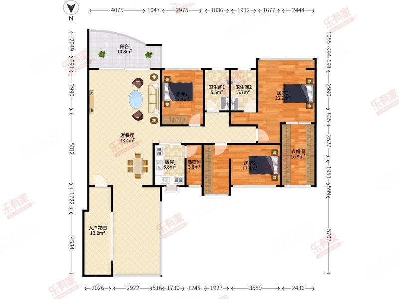 约400万豪华装修 电梯 南北通透 满5年税少,阅山华府二手房,0万,4室2
