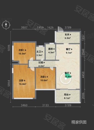 三远大爱城3室2厅1卫98.08㎡南110万