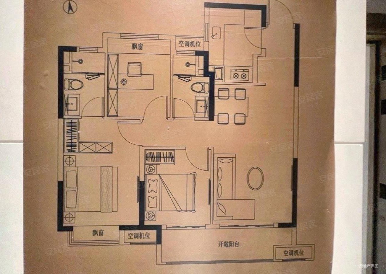 奉贤宝龙城市广场3室2厅2卫89.99㎡南164万