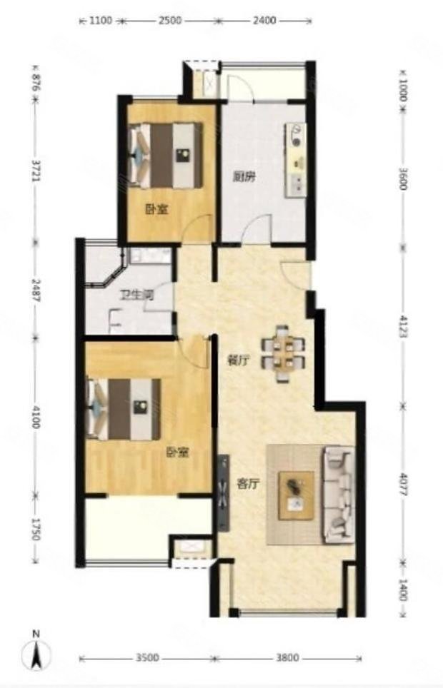 长阳光合作用2室1厅1卫81㎡南北248.9万