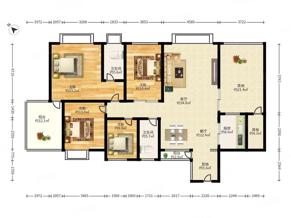 星河丹堤e区安静四房 中间楼层 住家舒适