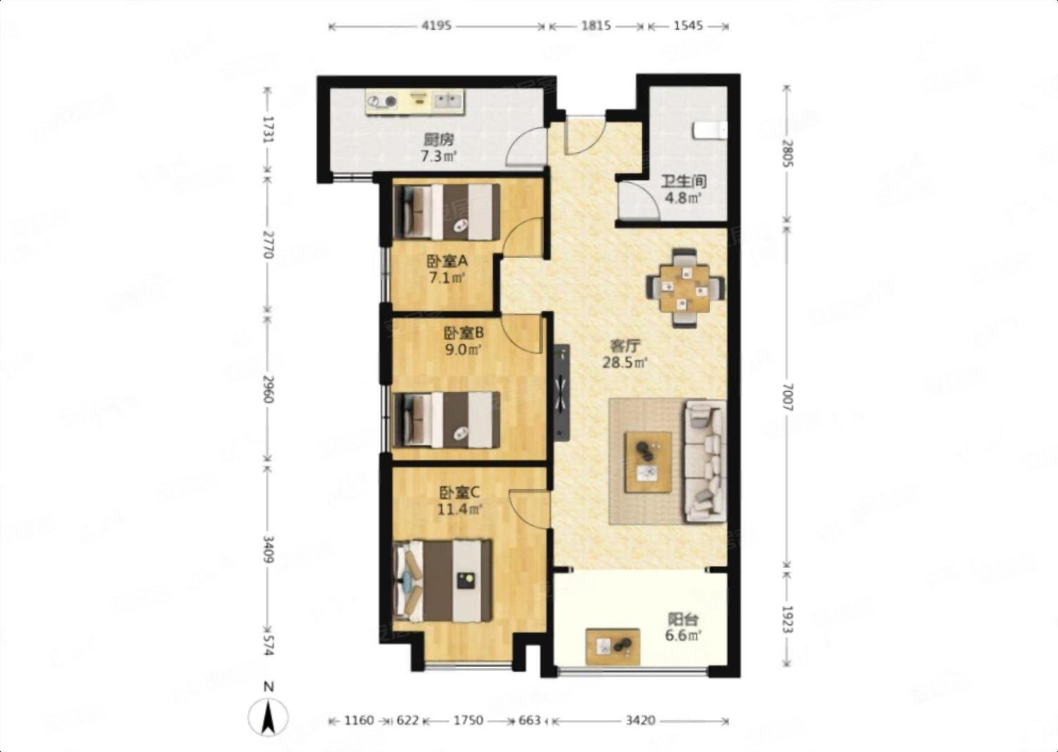 急售小三居好楼层采光视野好兰亭熙园长风西街环境好