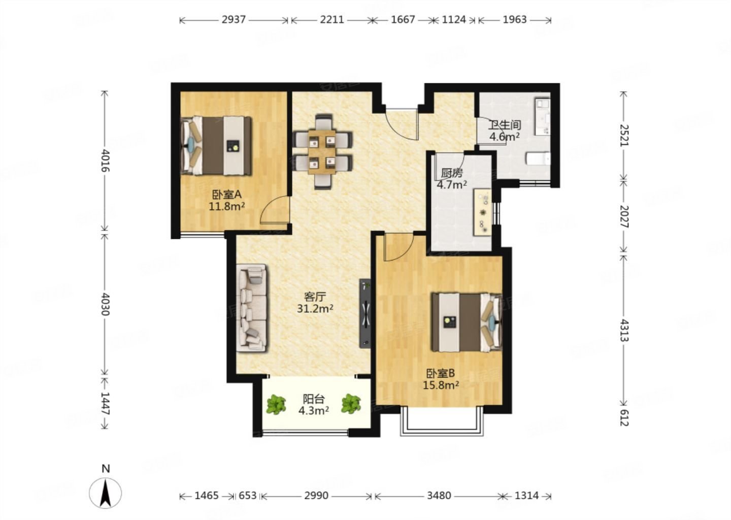 北站省医院旁,电梯房,可改三室,北焦花苑二手房,14