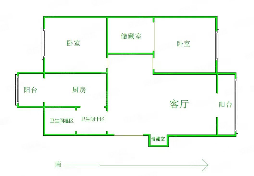 金门里2室1厅1卫114.77㎡南北102万