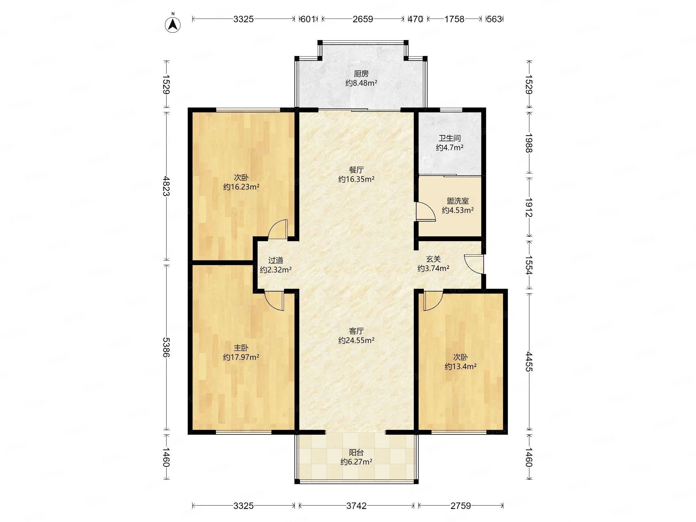急售 南北通透户型 业主诚心出售 双阳户型,鑫城小区二手房,128万,3室