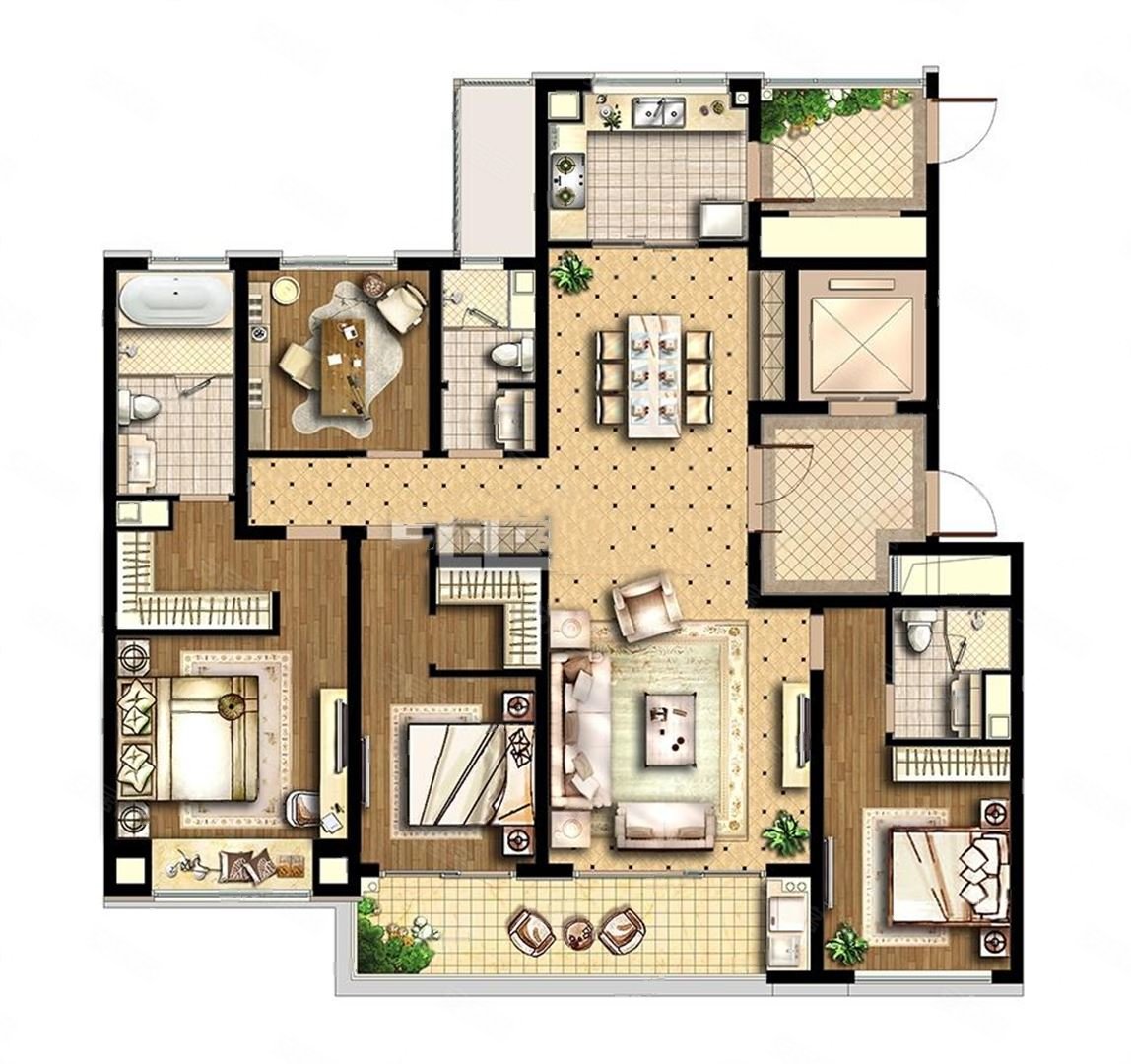 中国铁建花语江南4室2厅3卫170.84㎡南北550万