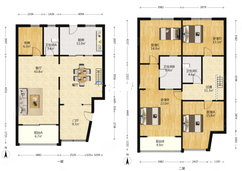 玲珑湾精装复式大宅,带150平大露台,看房随时,诚心出售!