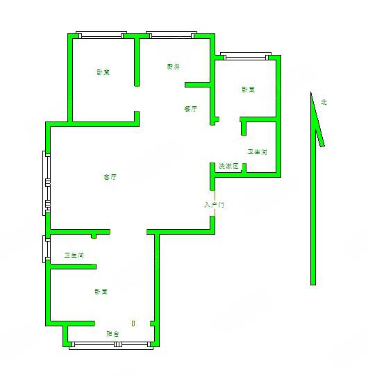 府河家园3室2厅2卫112㎡南北72万