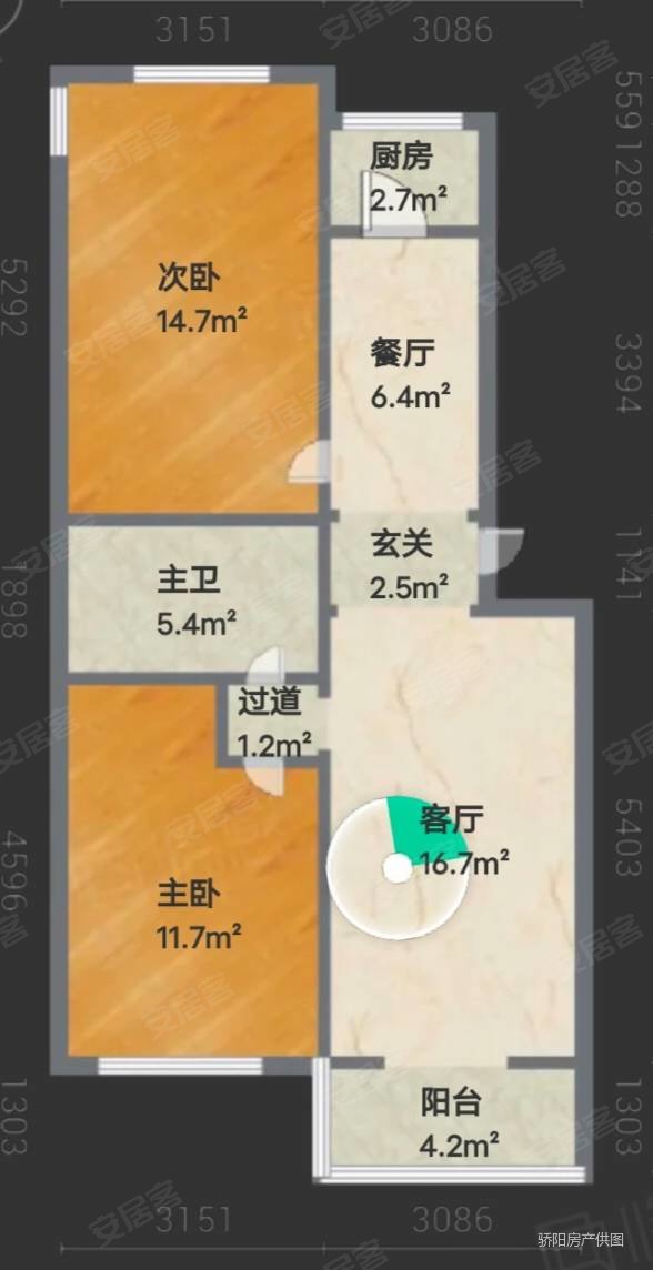 和谐家园(张北)2室2厅1卫90㎡南北43万