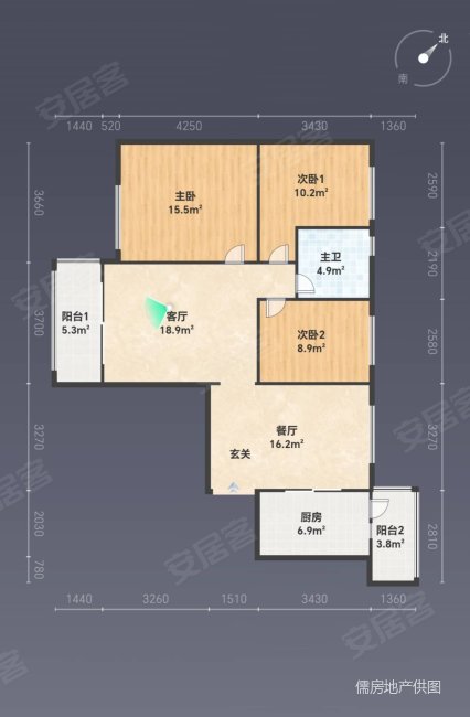 阳泉恒大帝景3室2厅1卫109㎡南北69万