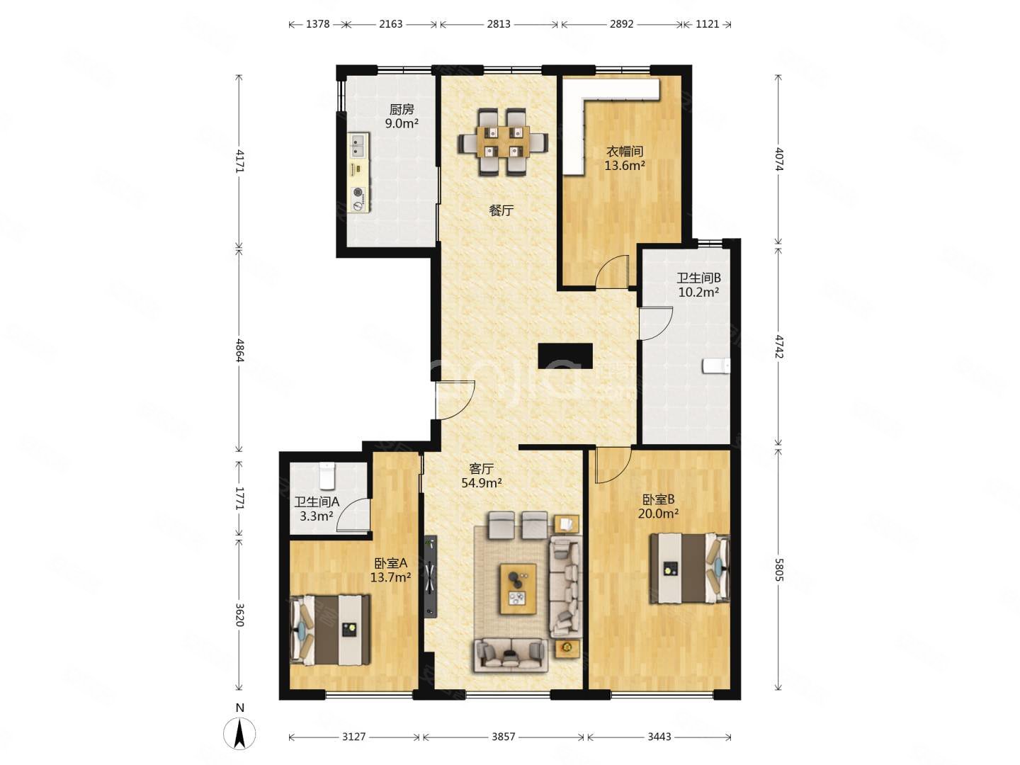 绿城紫薇公馆3室2厅1卫167㎡南北410万