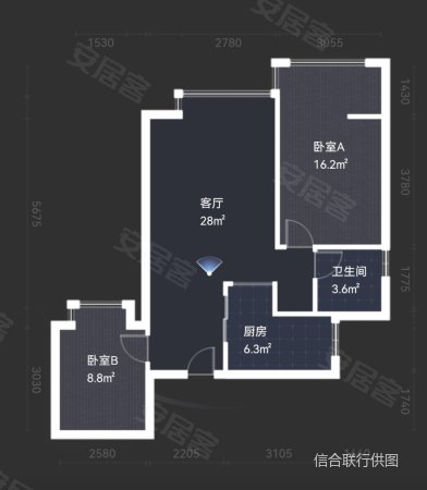 绿野天城2室2厅1卫77㎡东南122万