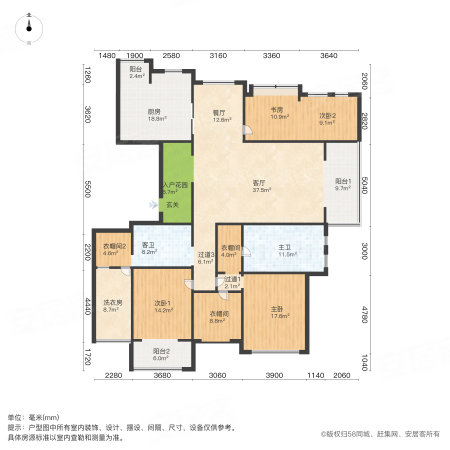 阳光水世界(云水阁)4室2厅2卫191.9㎡南679万