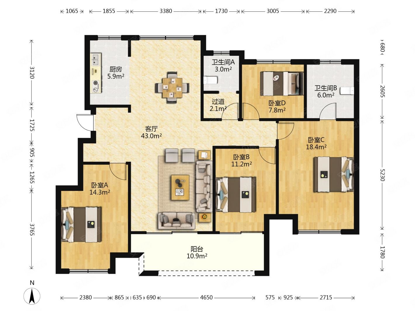 绍兴艺境四室大面积电梯房洋房