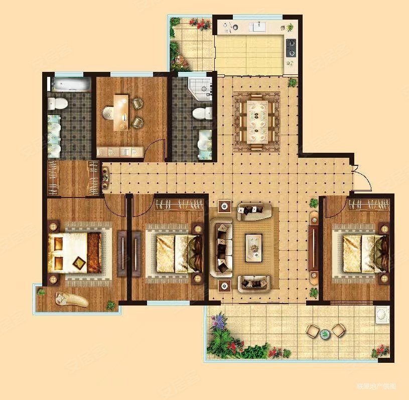 壹号学府3室2厅2卫138㎡南北300万