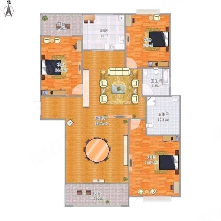 香江花园3室2厅2卫135㎡南北82万