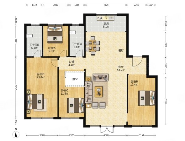 高创公寓,浞河九号 浞河畔 洋房一楼带石墙和 大平层四室带车