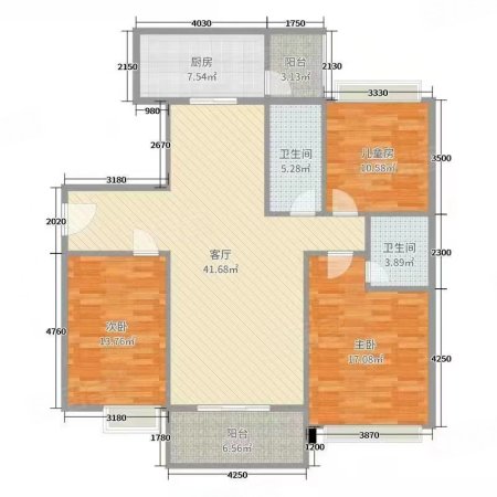 共青壹号3室2厅2卫113.69㎡南北25万