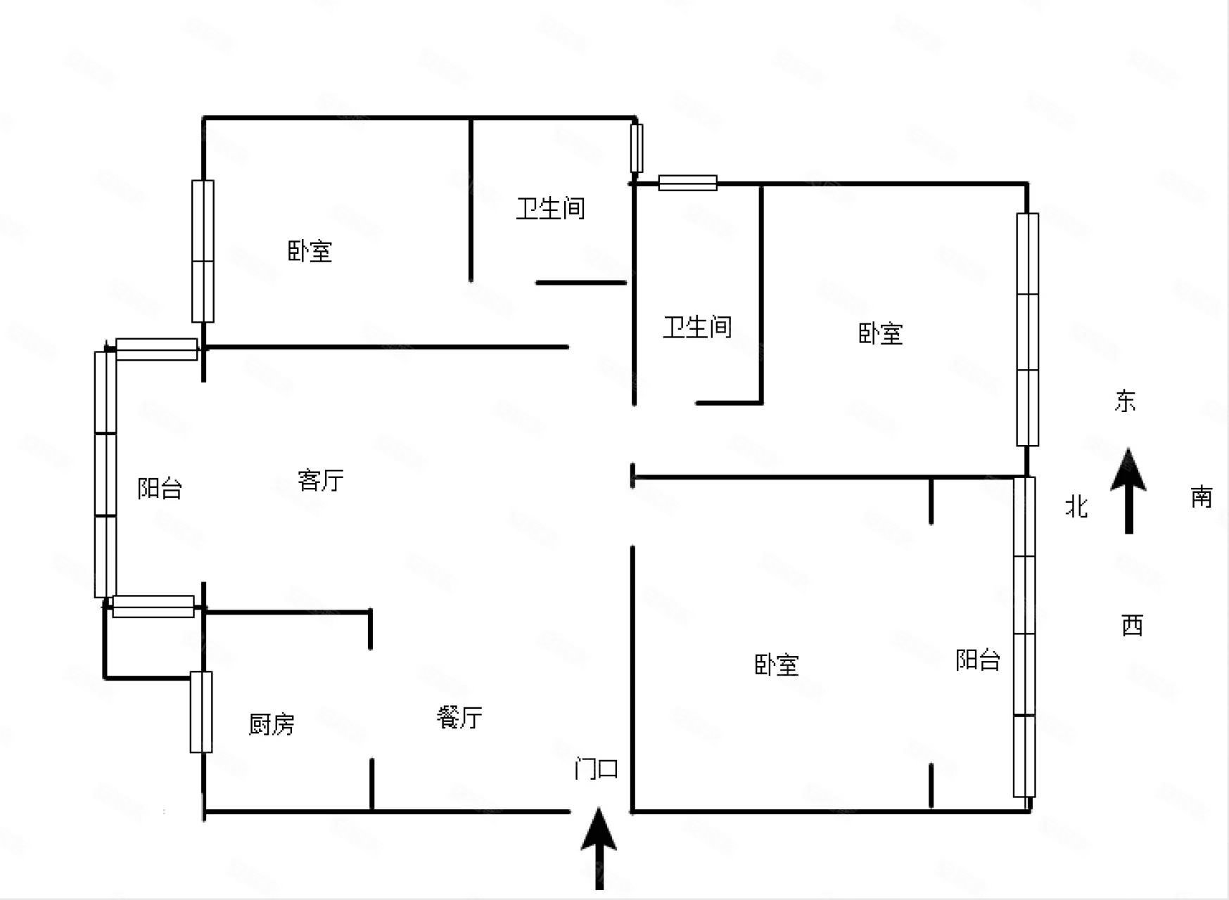 友谊茗城3室2厅2卫120㎡南北39.8万