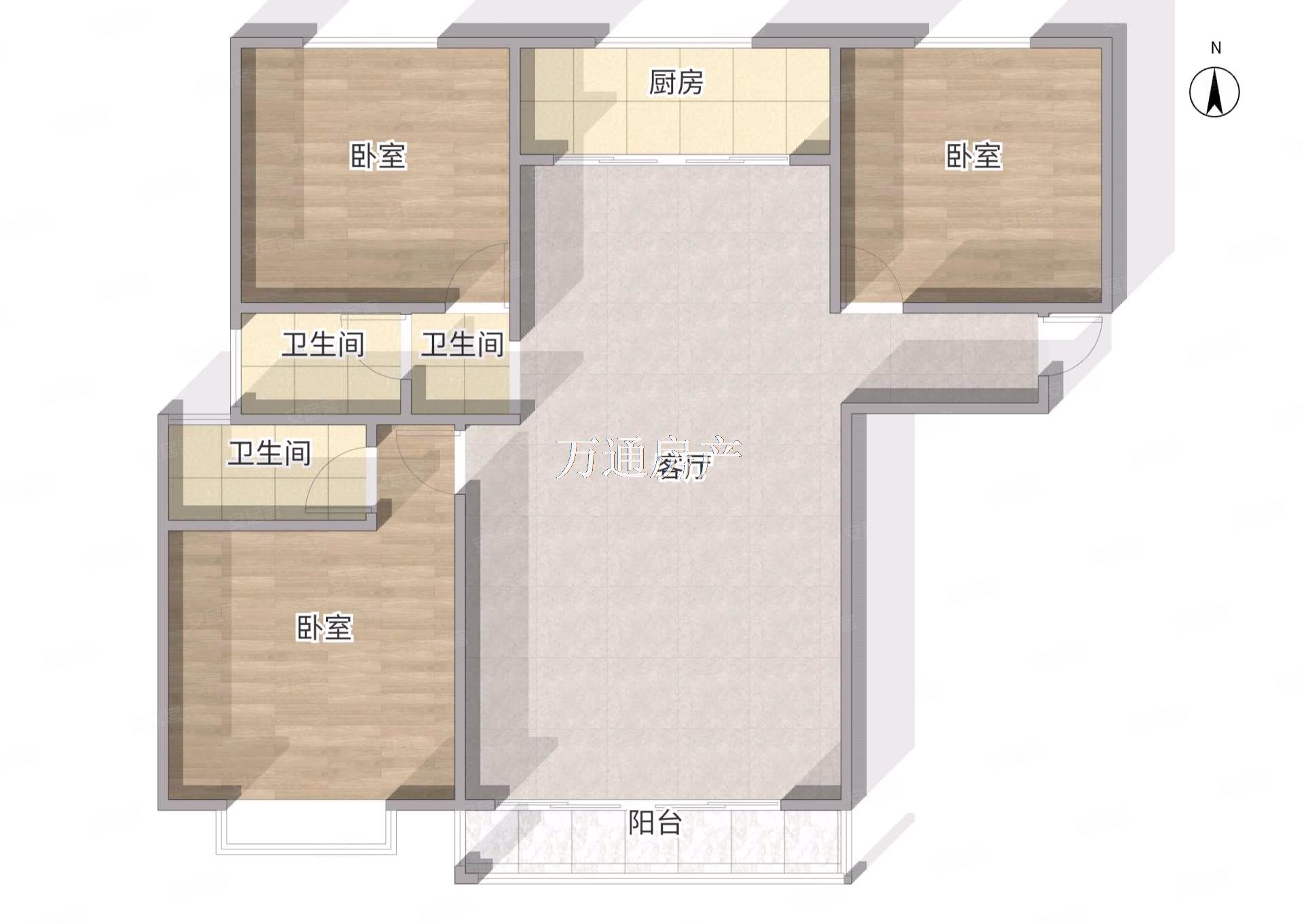 万豪星河一品3室2厅2卫114㎡南北85万