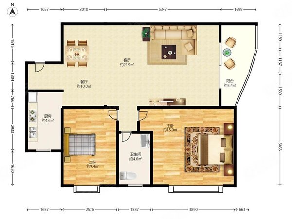 深圳南山后海观海台花园整租观海台2室2厅南山中心区出租房源真实图片