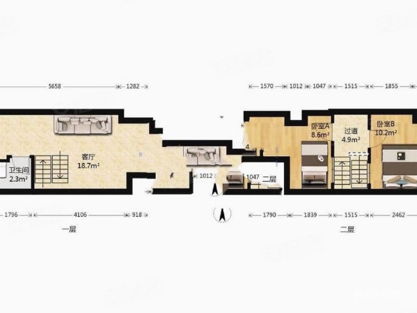 蓝光中央广场(商住楼)1室1厅1卫35㎡南北40万