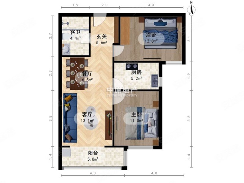 金隅满堂红杉花苑2室2厅1卫81.6㎡南139.8万