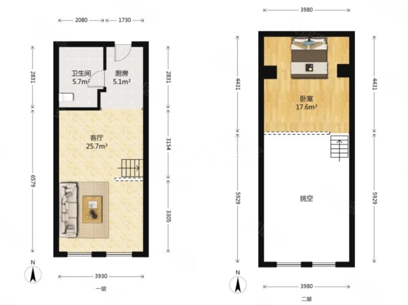 亿城堂庭(商住楼)1室1厅1卫58.98㎡北50万