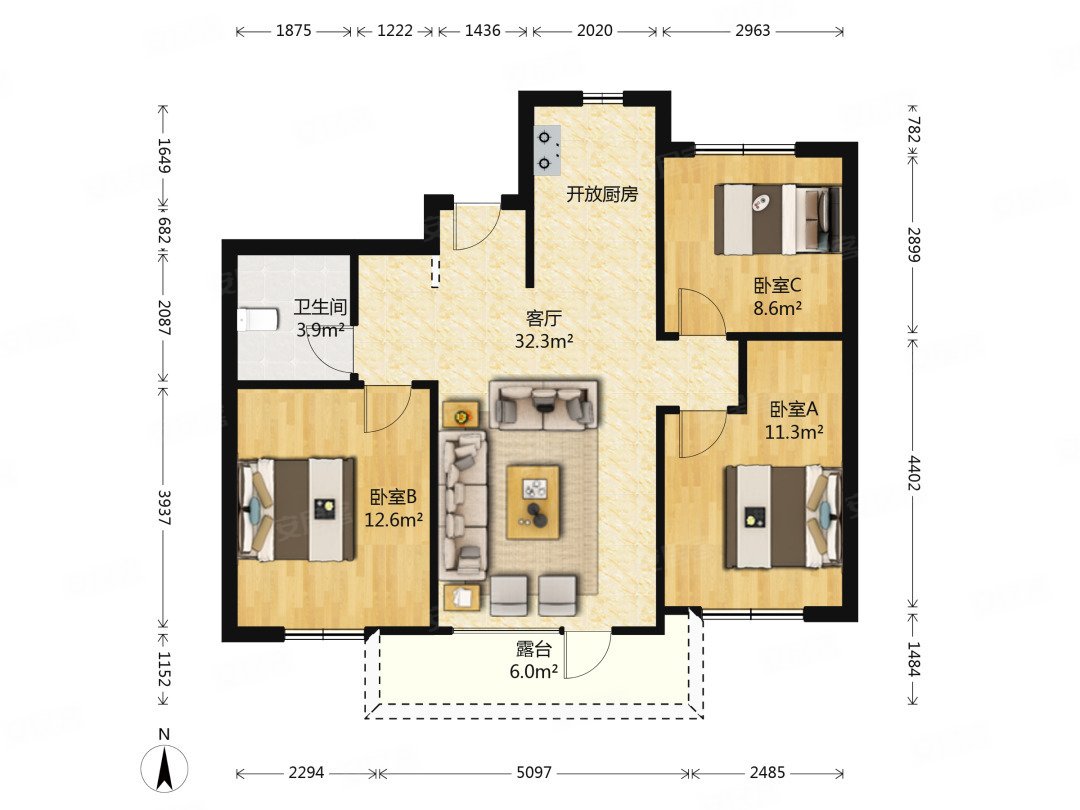 湾二期 精装小三室 送露台 户型好 拎包住 价格可议,钻石湾二手房,288