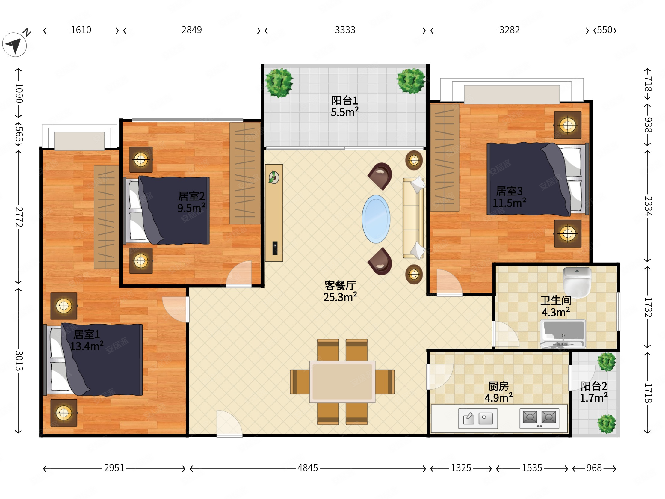 华丰前海湾(一期)3室2厅1卫89.1㎡南北0万